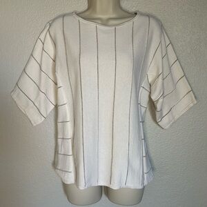 Chicos cream colored sweater with gold pin stripes size 8